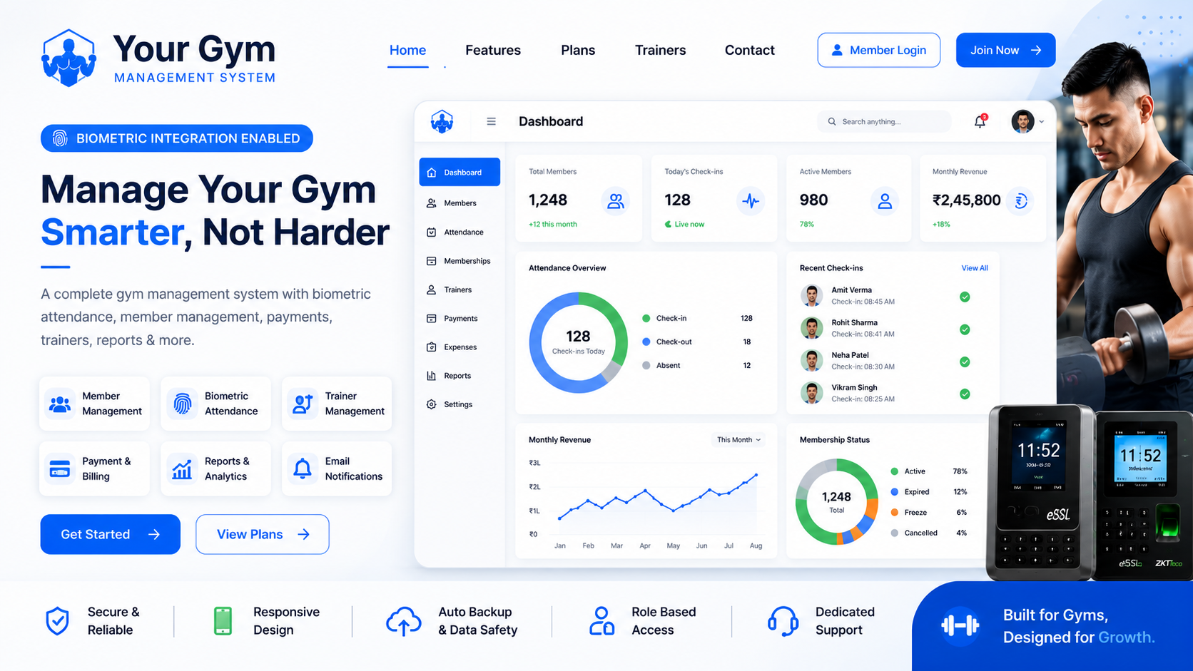 Advanced Gym Management System with Biometric Integration (PHP + MySQL)